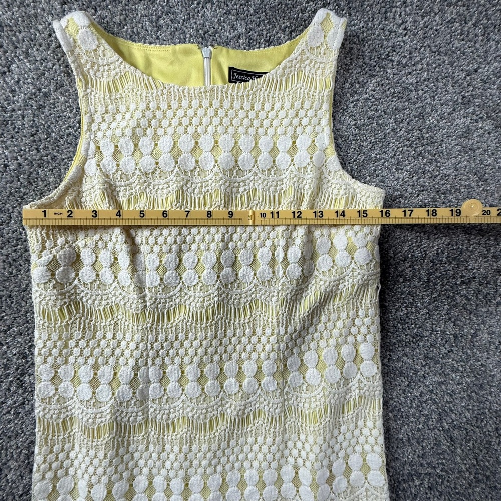 Jessica Howard Yellow White Lace Shift Dress Sleeveless Petite 10P - Picture 5 of 12
